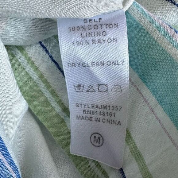 J. Marie Stripe embroidered Top size Medium Green Blue White - Picture 12 of 12